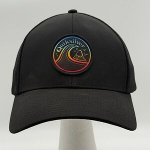Quiksilver Mens Black Trucker Hat Torquay Australia Patch Mesh Cap L/XL